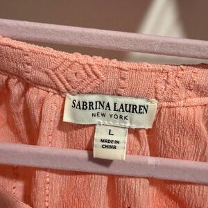 Sabina Lauren peach eyelet blouse ladies Large